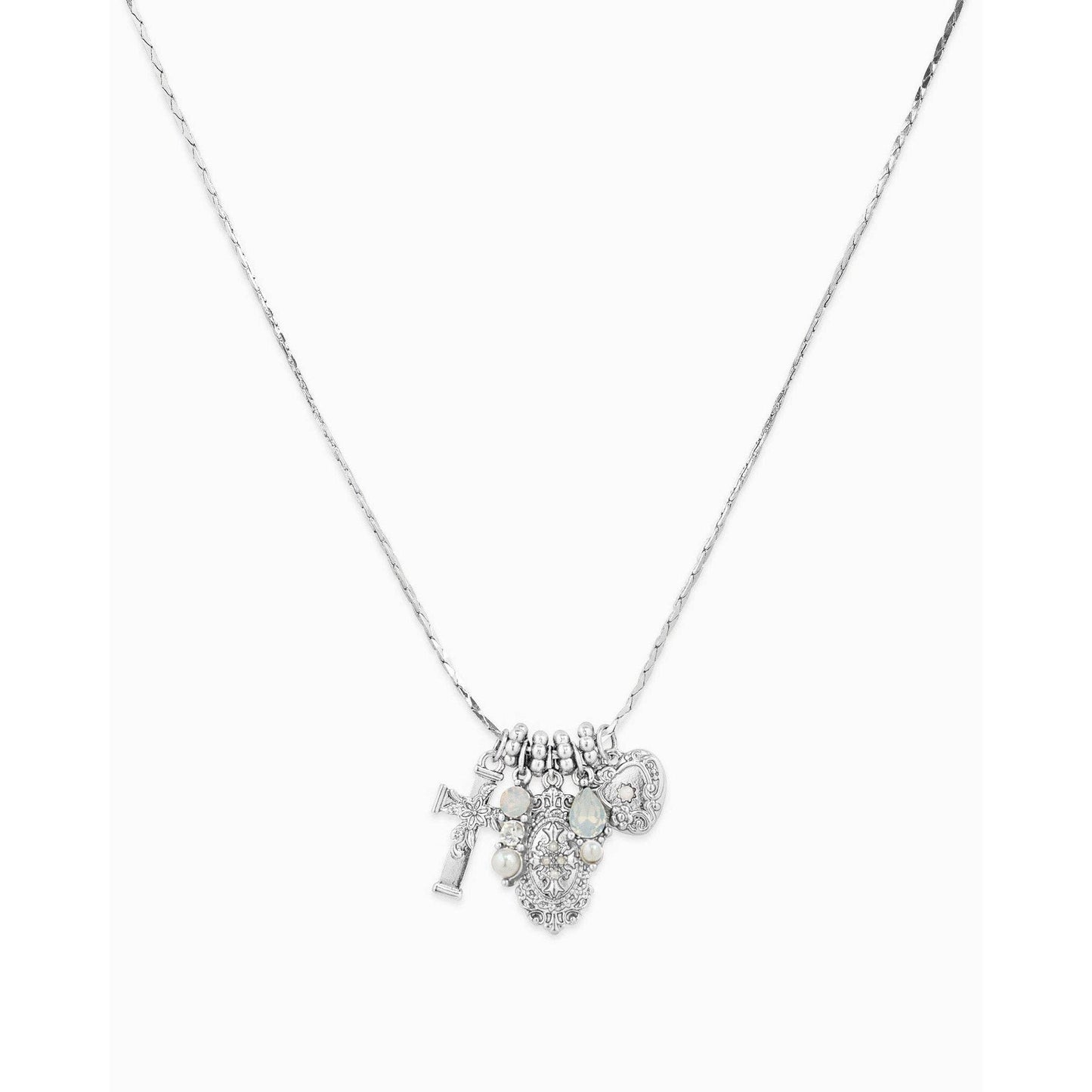Saintly Cross Heart Charm Necklace