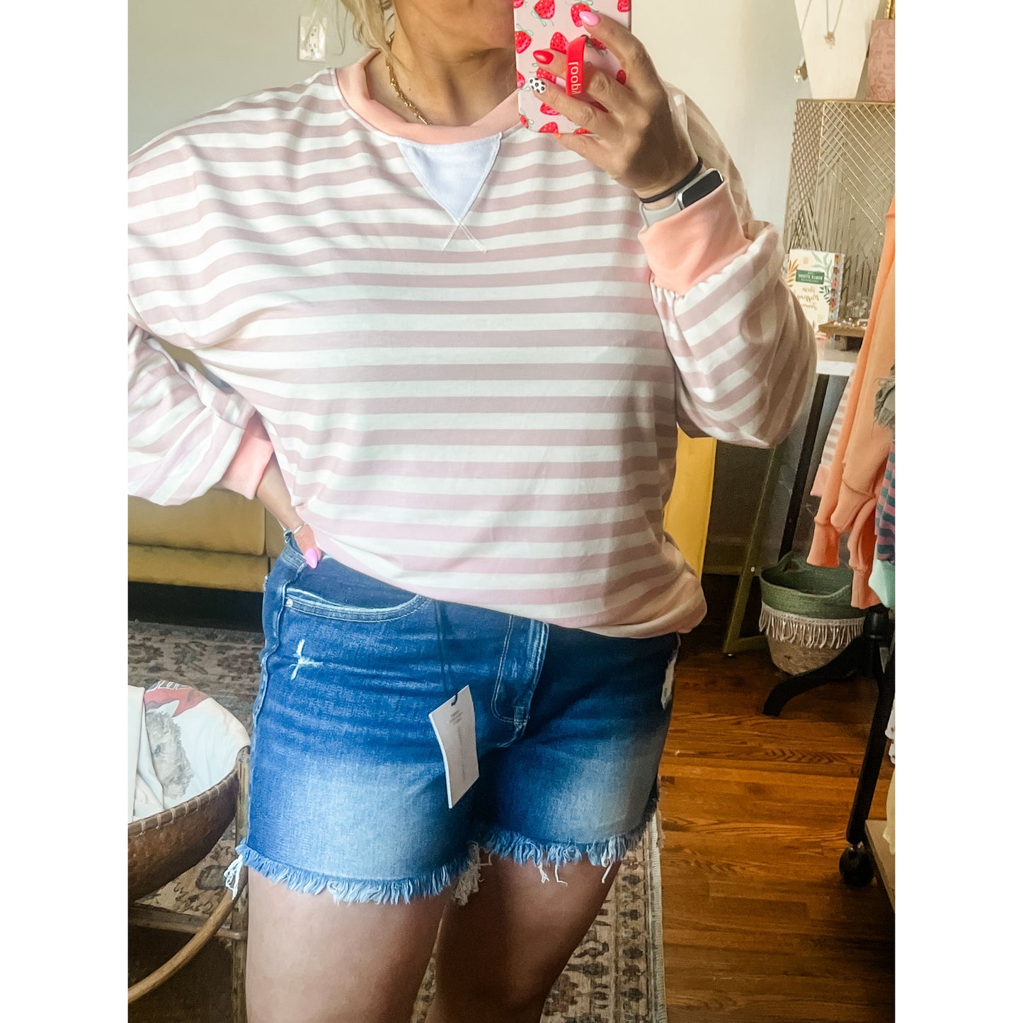 Dark Tide Raw Hem Shorts