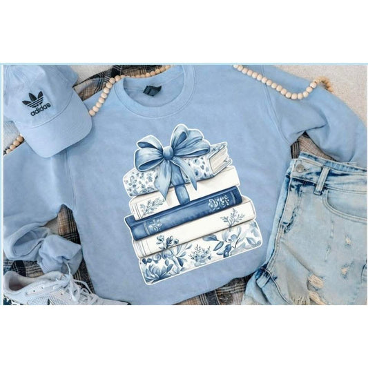 Blue Floral Book Crewneck