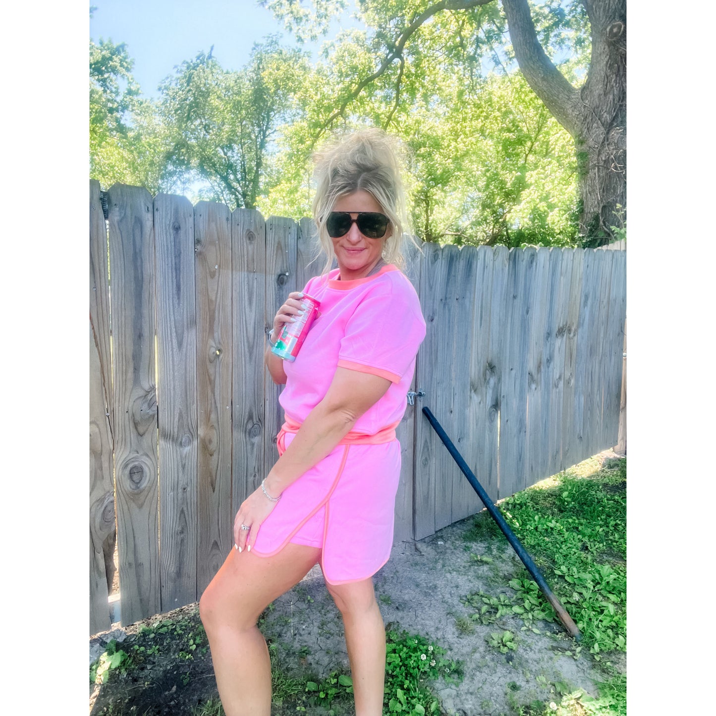 Pink and Orange Skirt and Top Set