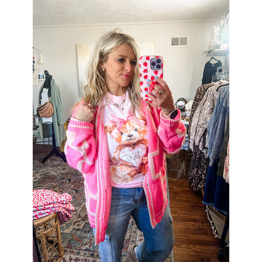 Pink Cozy Knit Cardigan