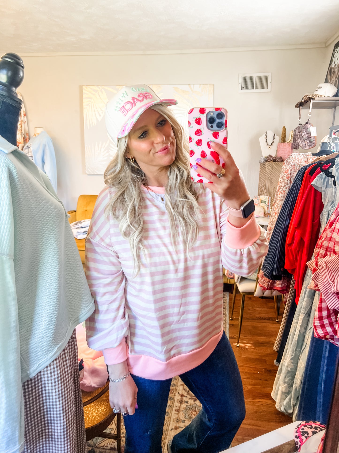 Spring Striped Crew Neck