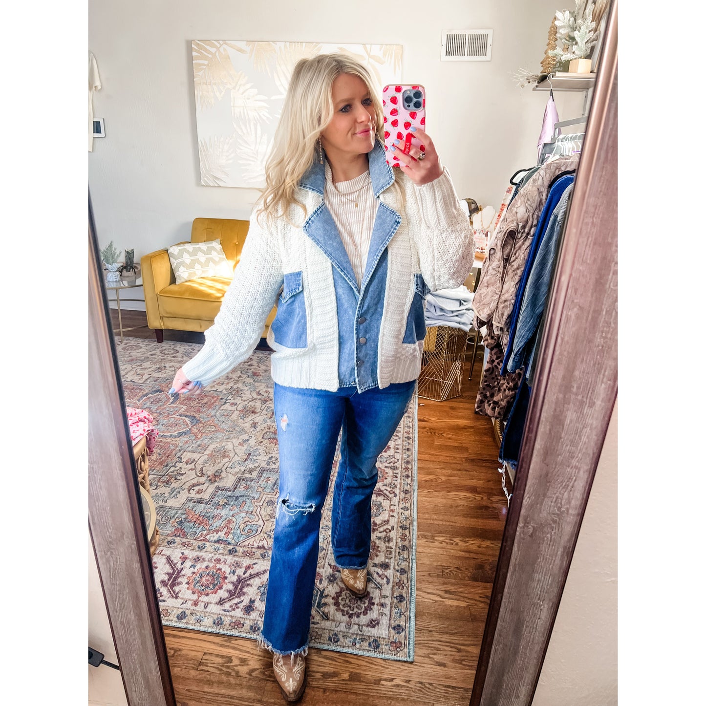 Cable Knit Denim Jacket