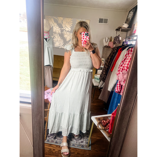 Olive and Stripes Smocked Dress