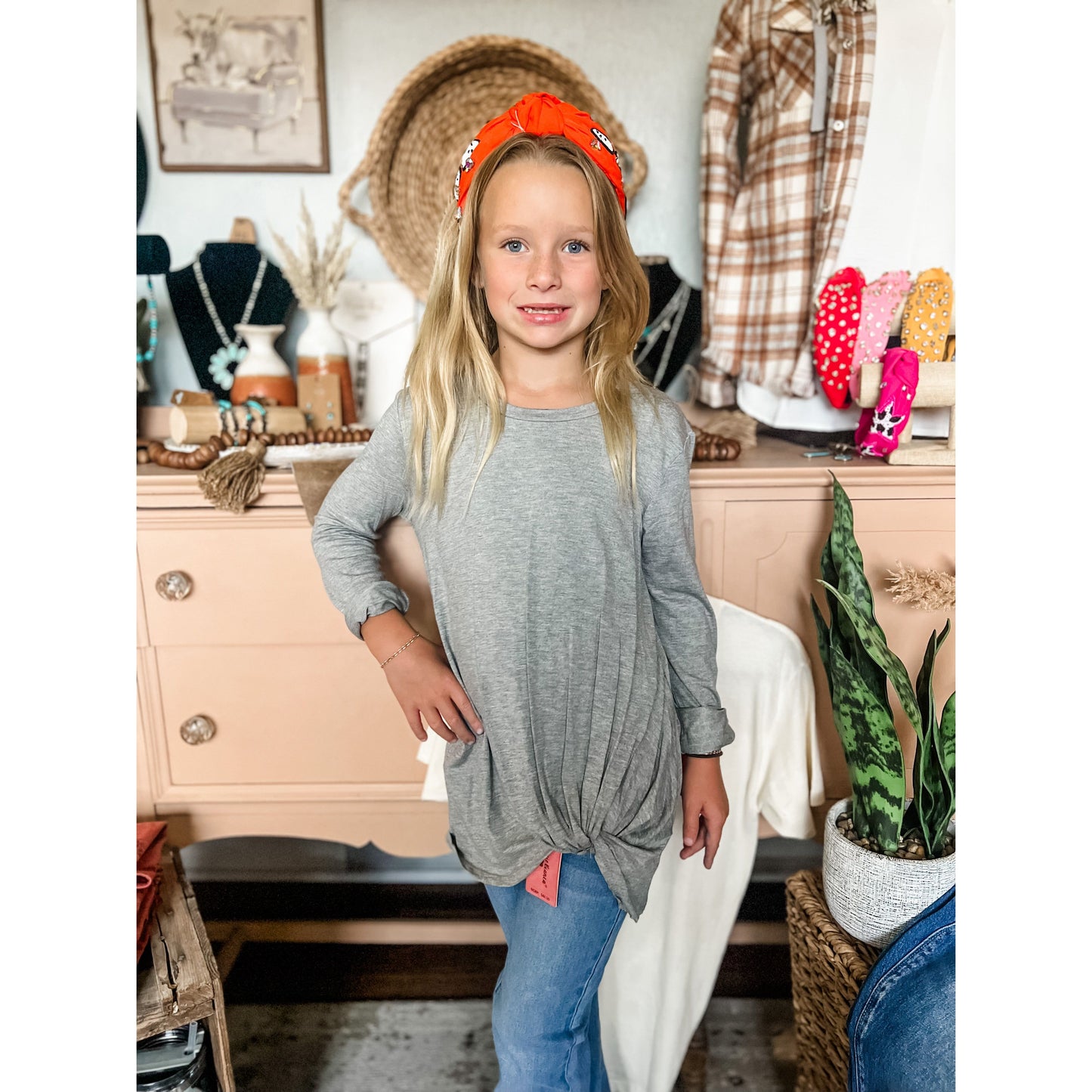 GIRLS Basic Knotted Tunic Top