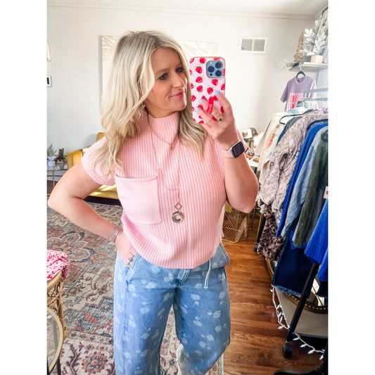 Blush Pink Short Sleeve Sweater