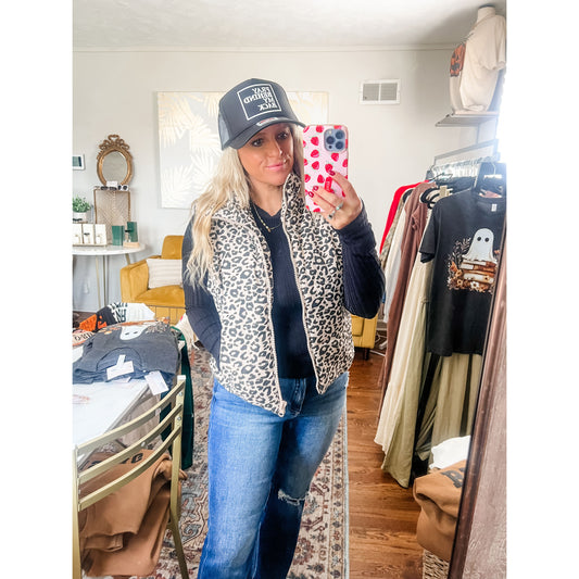 Leopard Puffer Vest