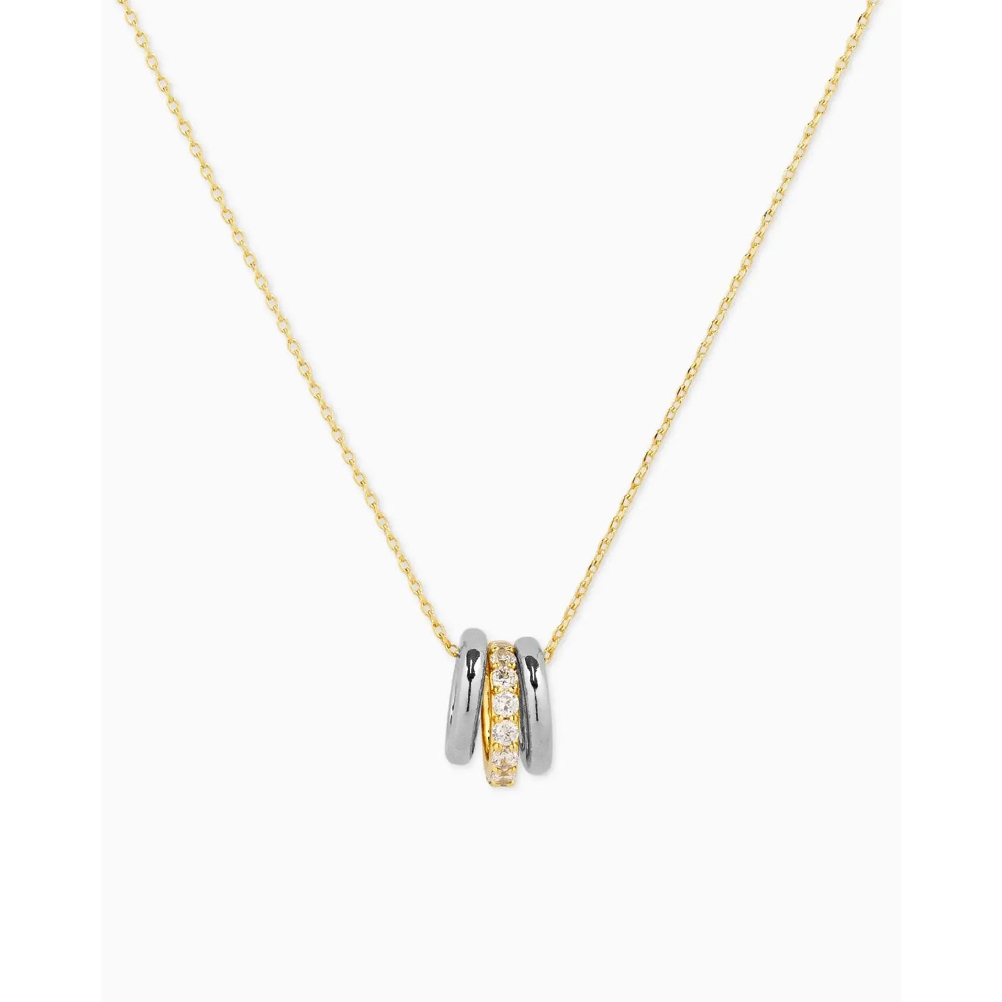 CZ Rondelle Charm Pendant Necklace