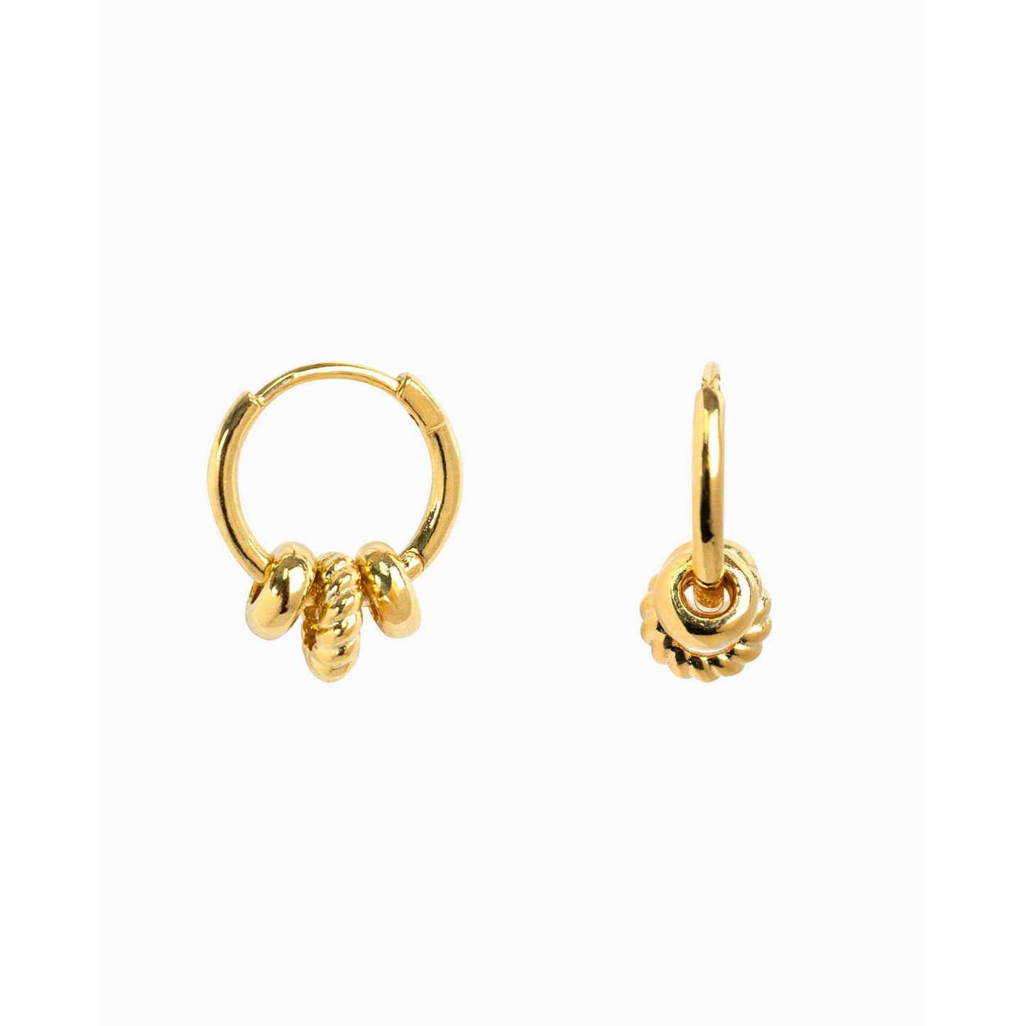 Rope Rondelle Link Hoop Earrings