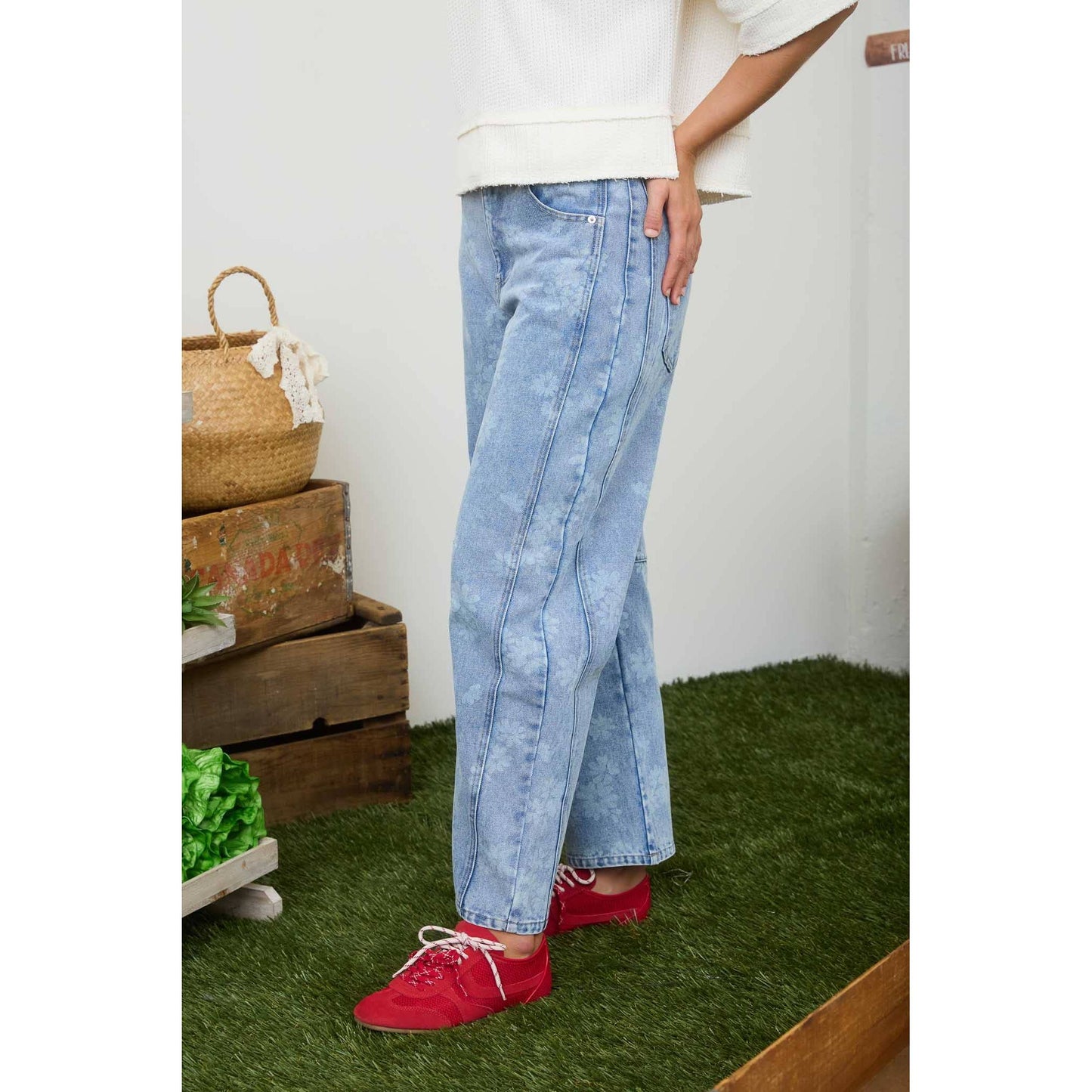 Floral Washed Denim