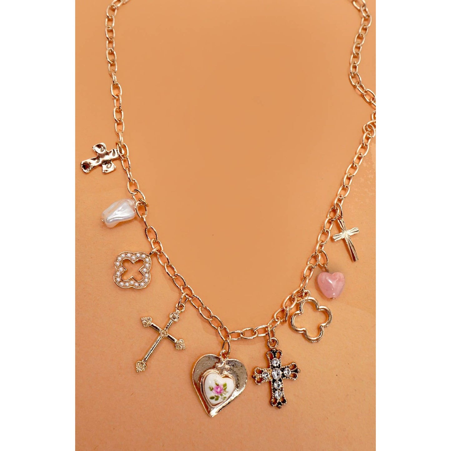 Spring Cross Charm Necklace