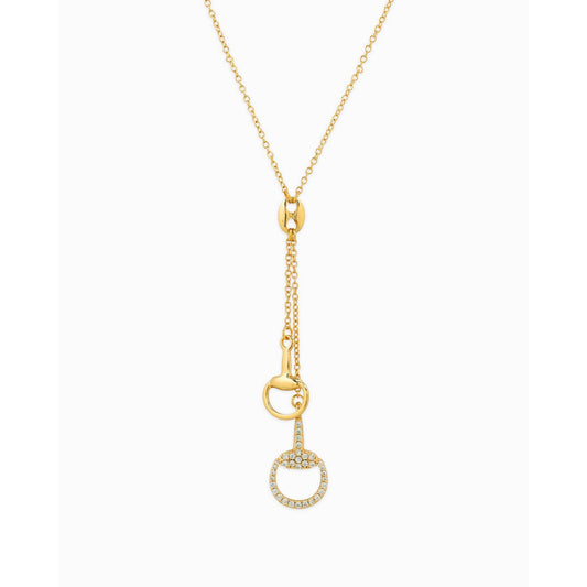 Pave Horsebit Y Drop Necklace