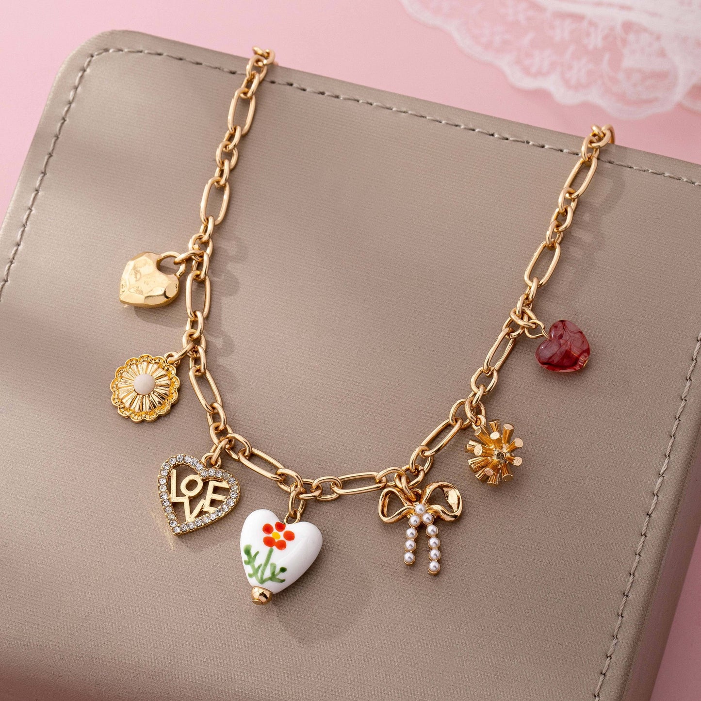 Spring Heart Charm Necklace
