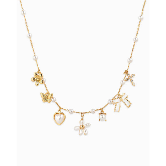 Pearl Flower Multi Charm Necklace
