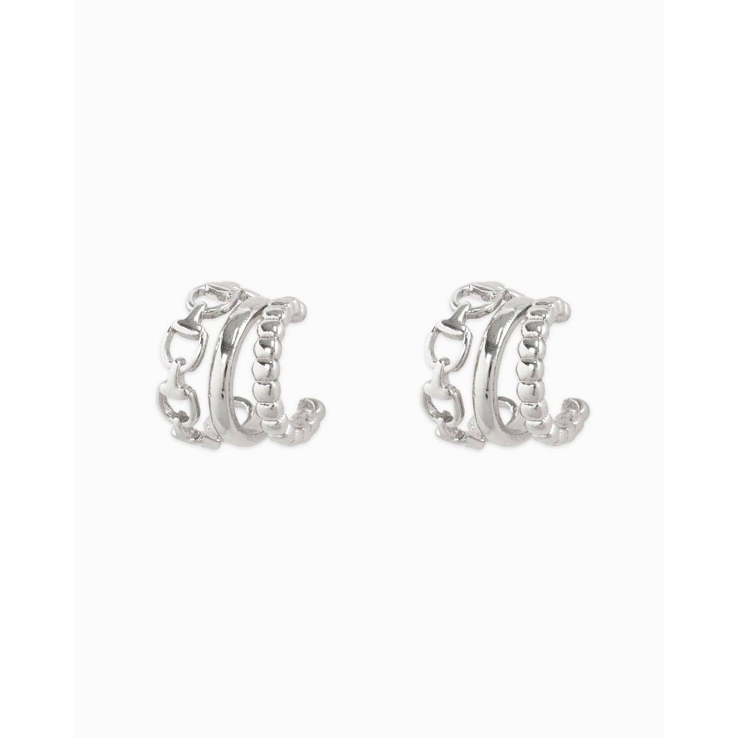 3-Line Horsebit Hoop Earrings