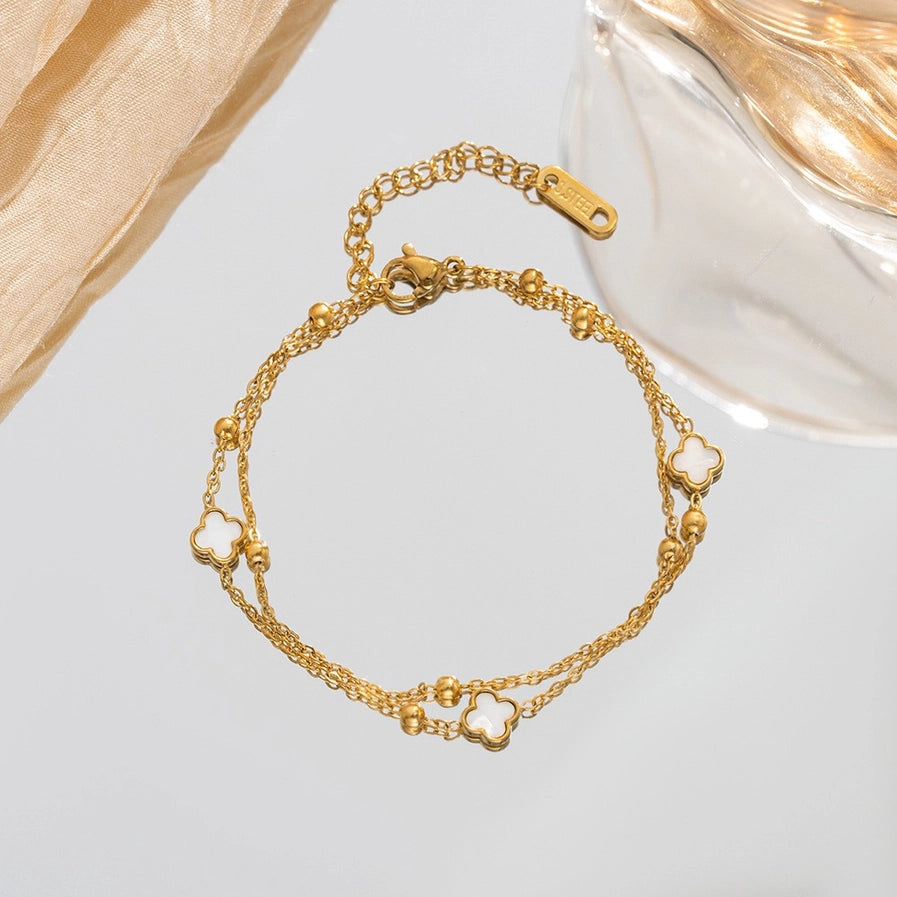 Double Clover Charm Bracelet