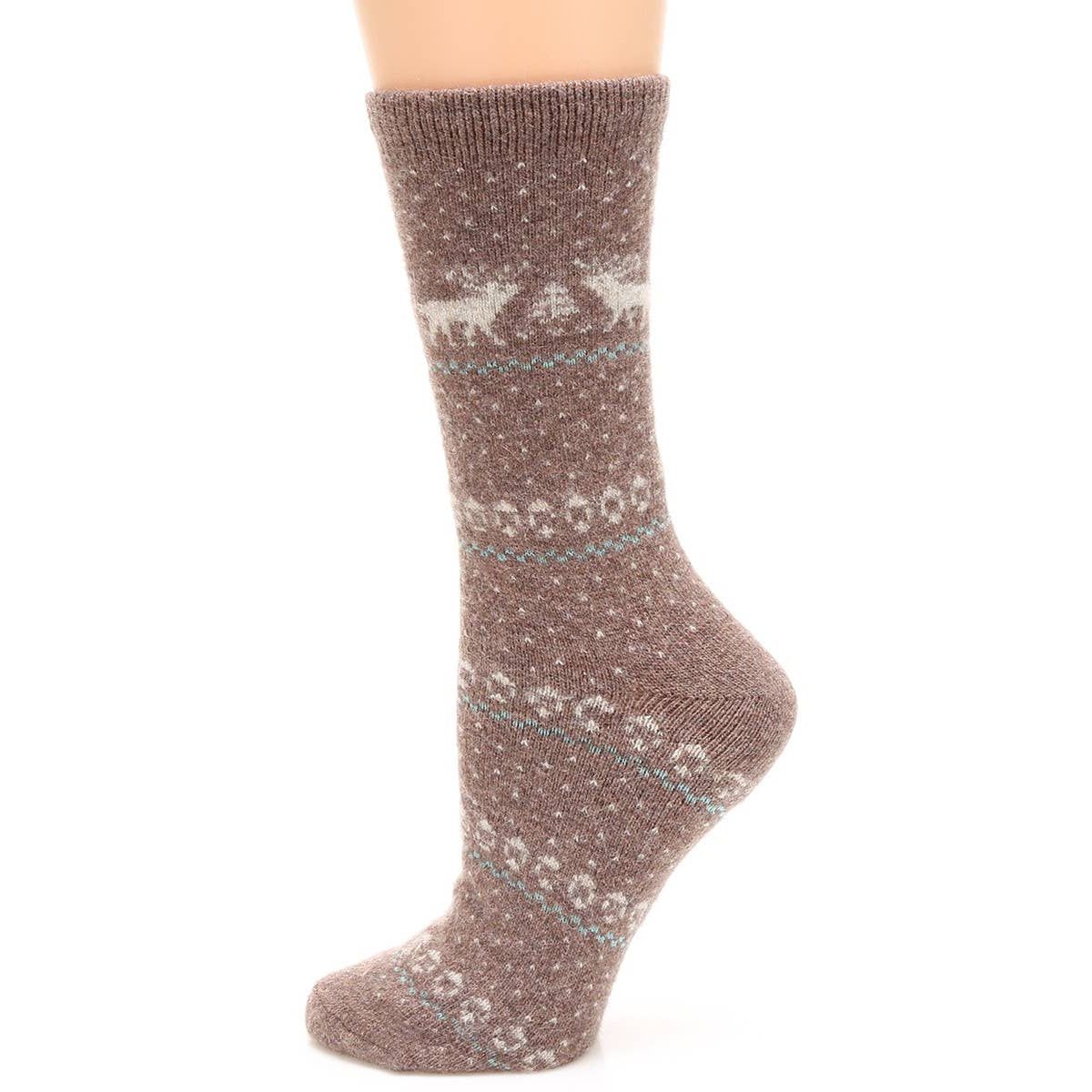 Reindeer Wool Blend Crew Socks